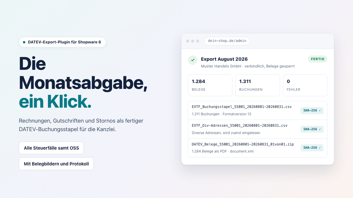 DATEV Export für Shopware 6