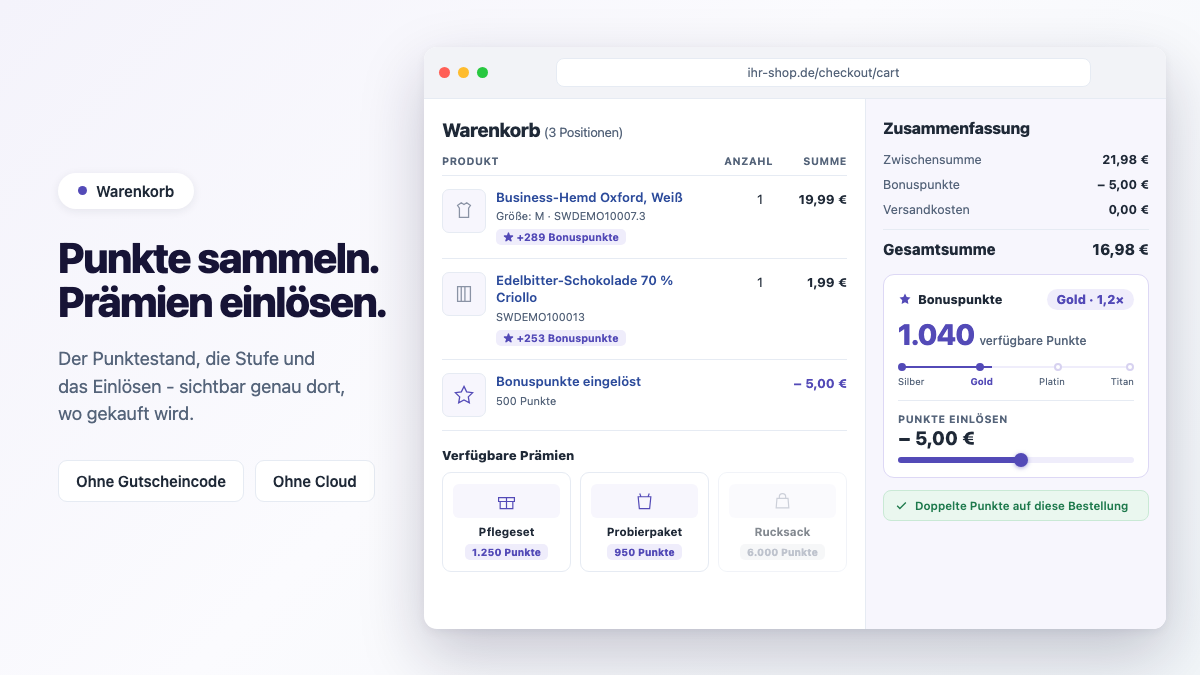 Bonuspunkte & Loyalty Programm für Shopware