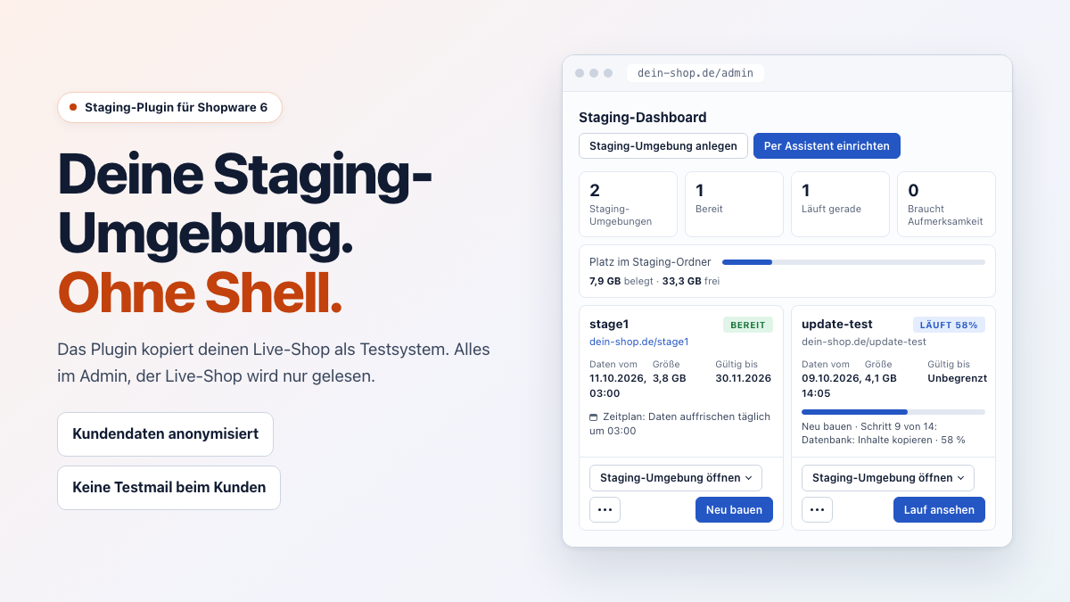 Staging Manager für Shopware 6